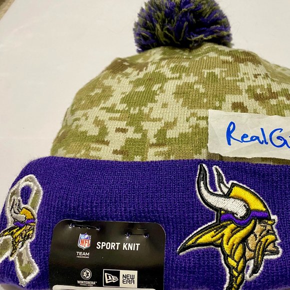 RARE 100% New Era 2015 Minnesota Vikings Salute To Service Knit Hat NFL Sport - Picture 1 of 4